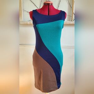Just Ginger Retro Colorblock Sleeveless Sheath Dress - Size Medium
